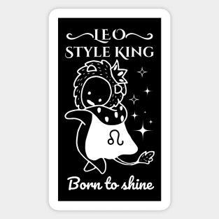 Funny Leo Zodiac Sign - Leo Style King, born to shine - Black Sticker